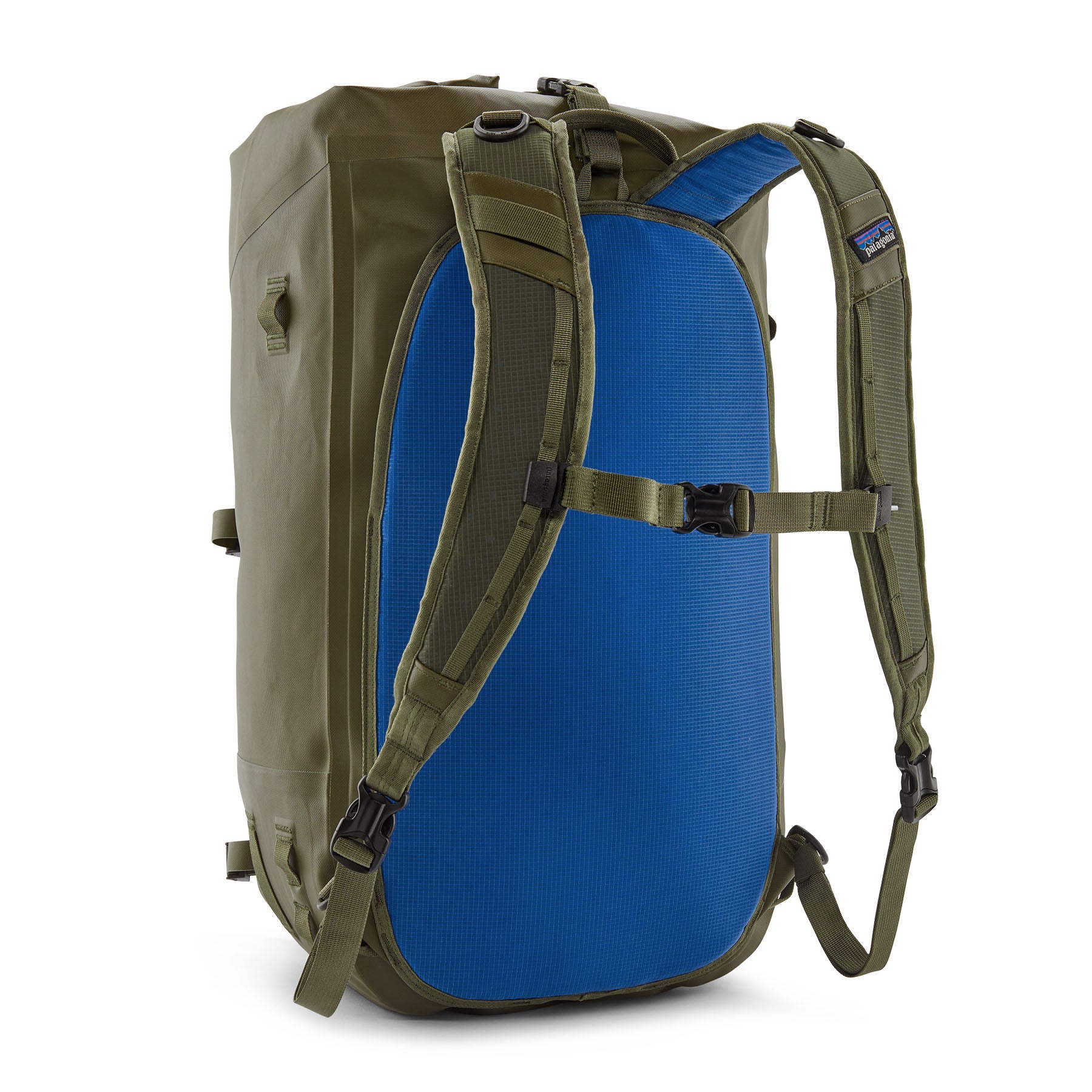 Patagonia Disperser Roll-Top Pack 40L in Basin Green — back view