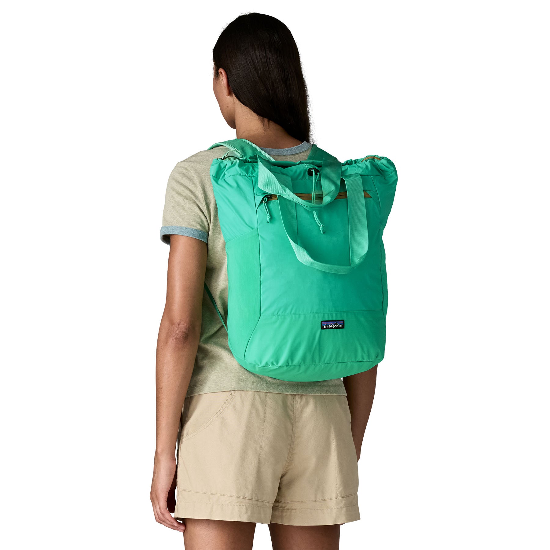 Patagonia Terravia Tote Pack 24L in Aqua Stone — lifestyle
