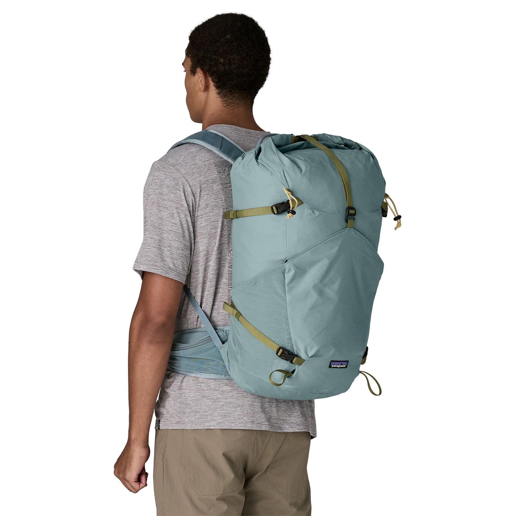Patagonia Terravia Roll-Top Backpack 36L in Blue Sage — lifestyle