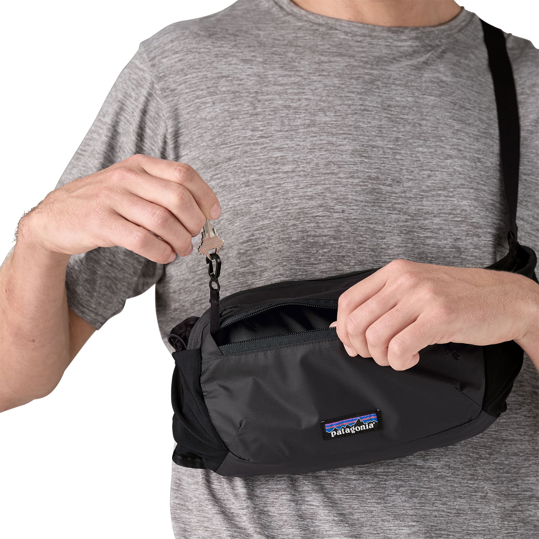 Patagonia Terravia Hip Pack 4L in Black — lifestyle