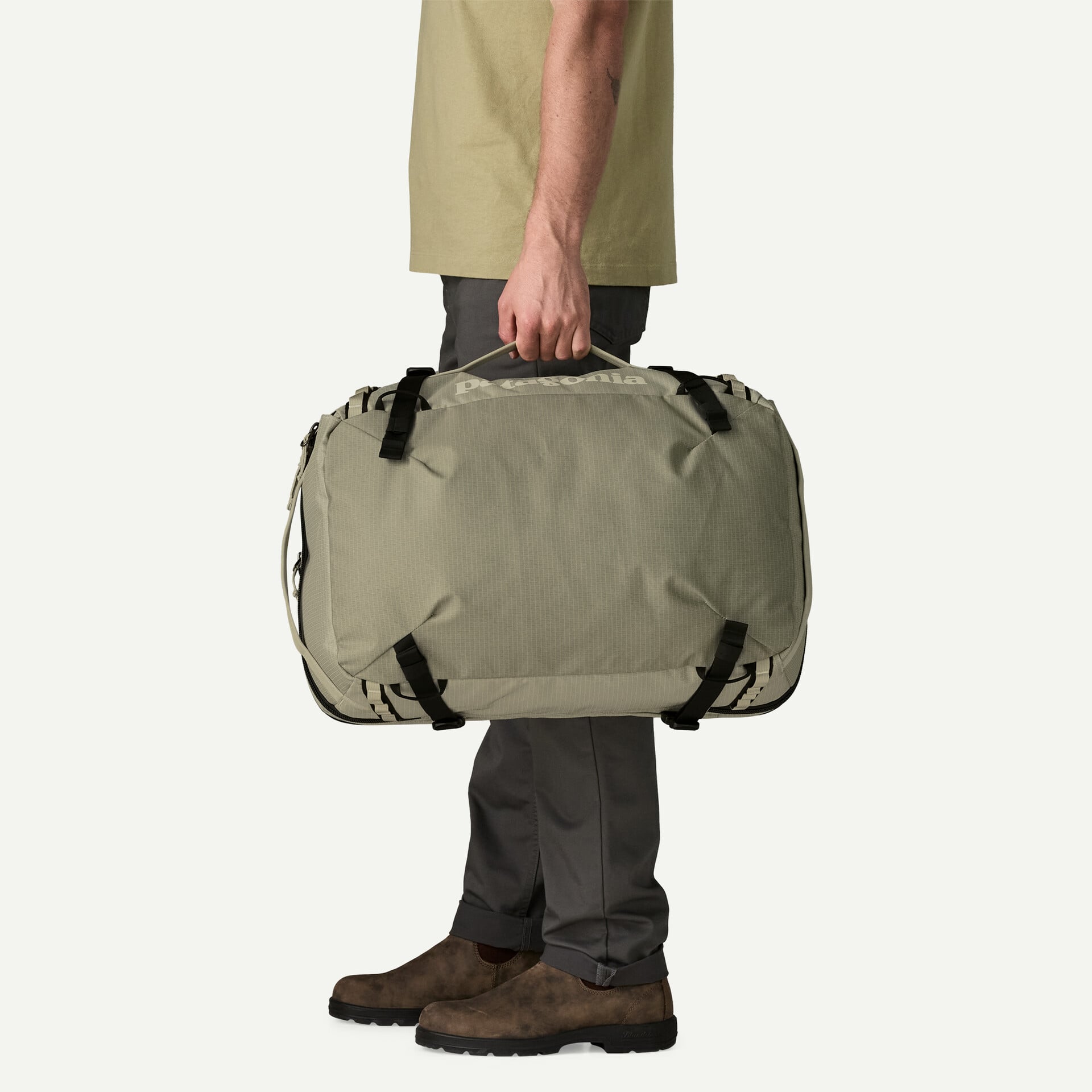 Patagonia Black Hole MLC Pack 45L in Weathered Stone — angle view 5