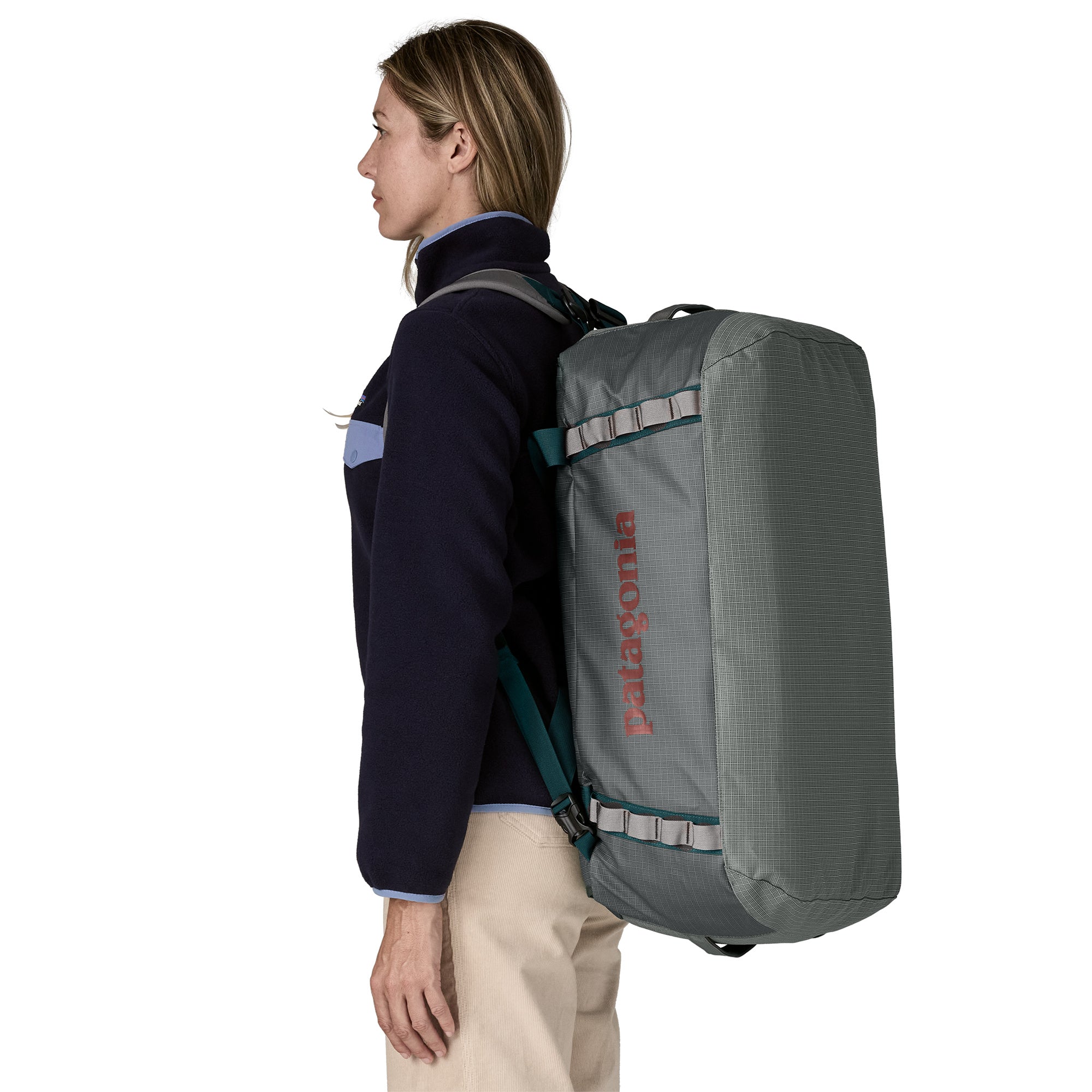 Patagonia Black Hole Duffel 55L in Noble Grey — back view