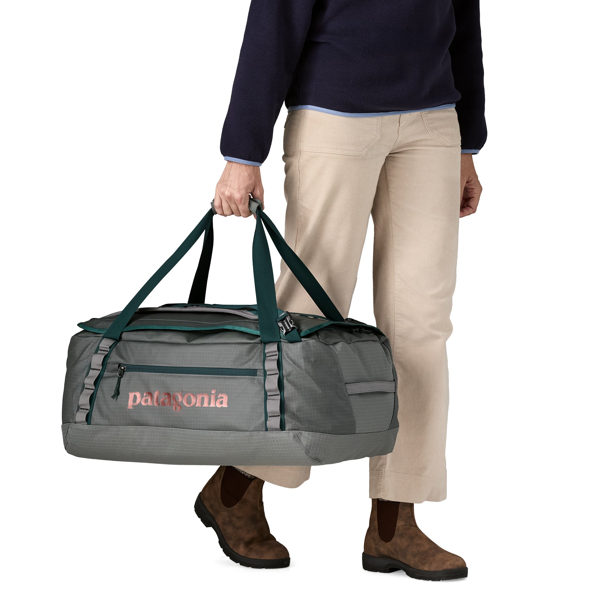 Patagonia Black Hole Duffel 55L in Noble Grey — angle view 1