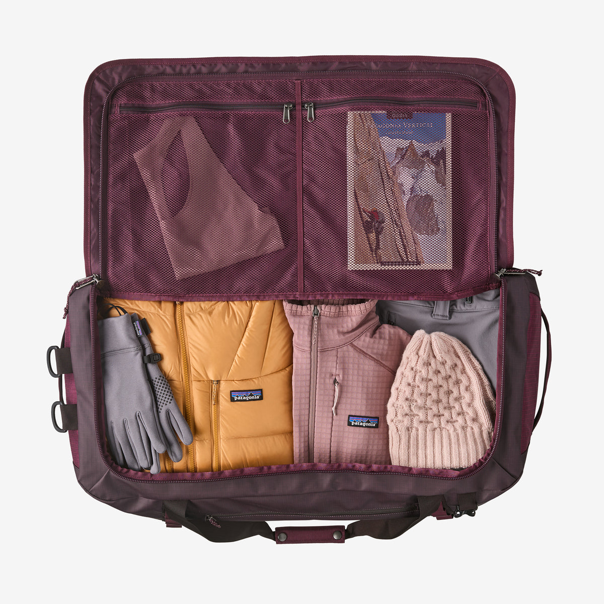 Patagonia Black Hole Duffel 70L in Berry Fig — interior view