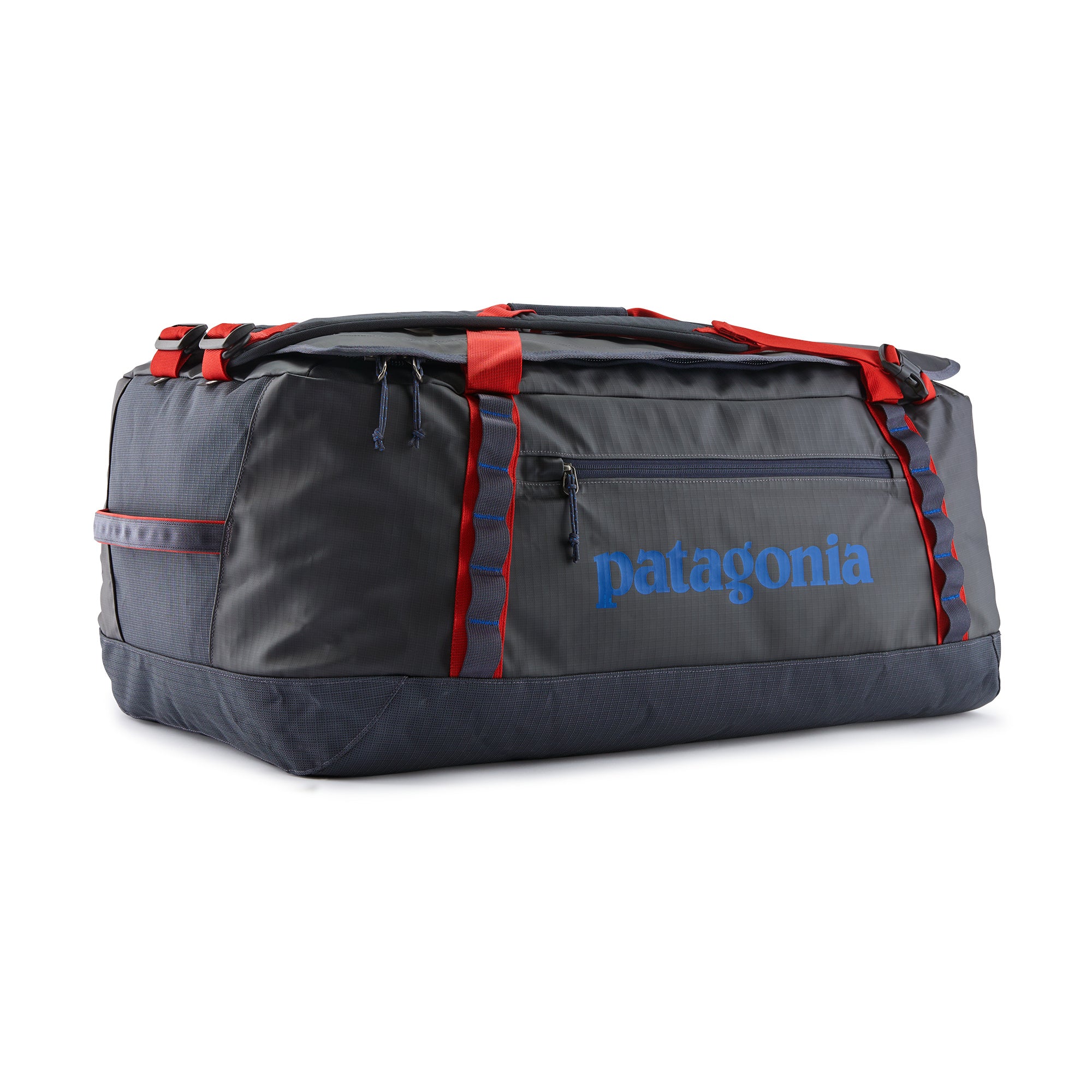 Patagonia Black Hole Duffel 70L in Smolder Blue/Amanita Red — front view