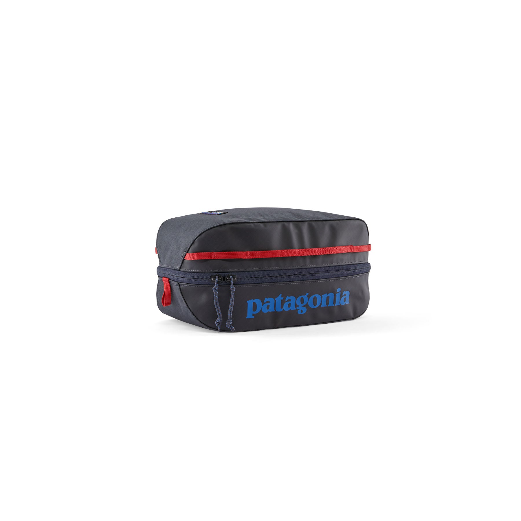 Patagonia Black Hole Cube 6L in Smolder Blue/Amanita Red — front view
