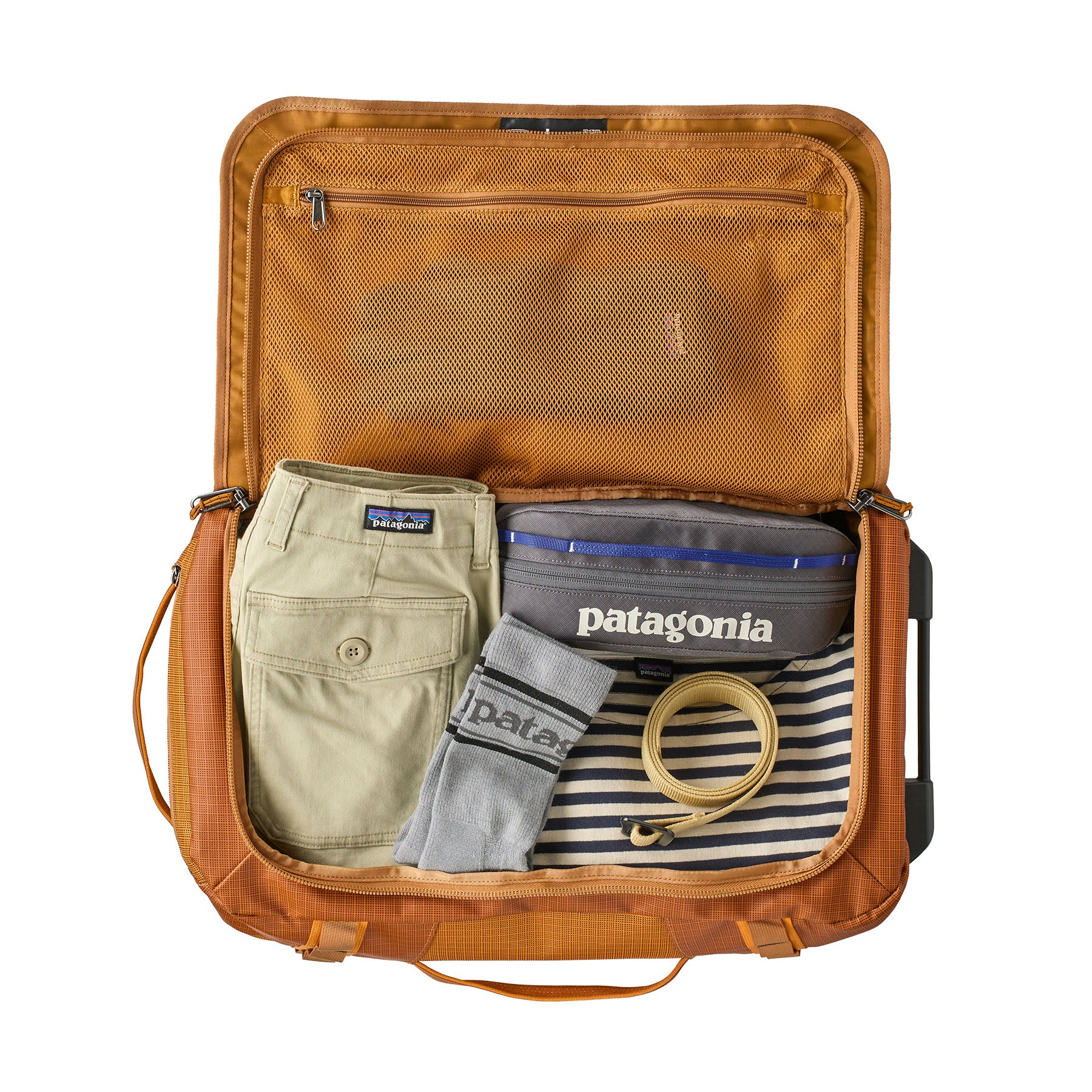 Patagonia Black Hole Wheeled Duffel 40L in Cinnamon Brown — detail view