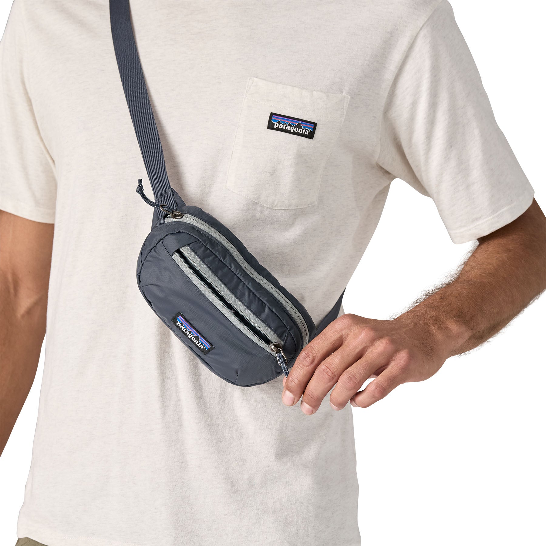 Patagonia Terravia Mini Hip Pack 1L in Smolder Blue — lifestyle 2