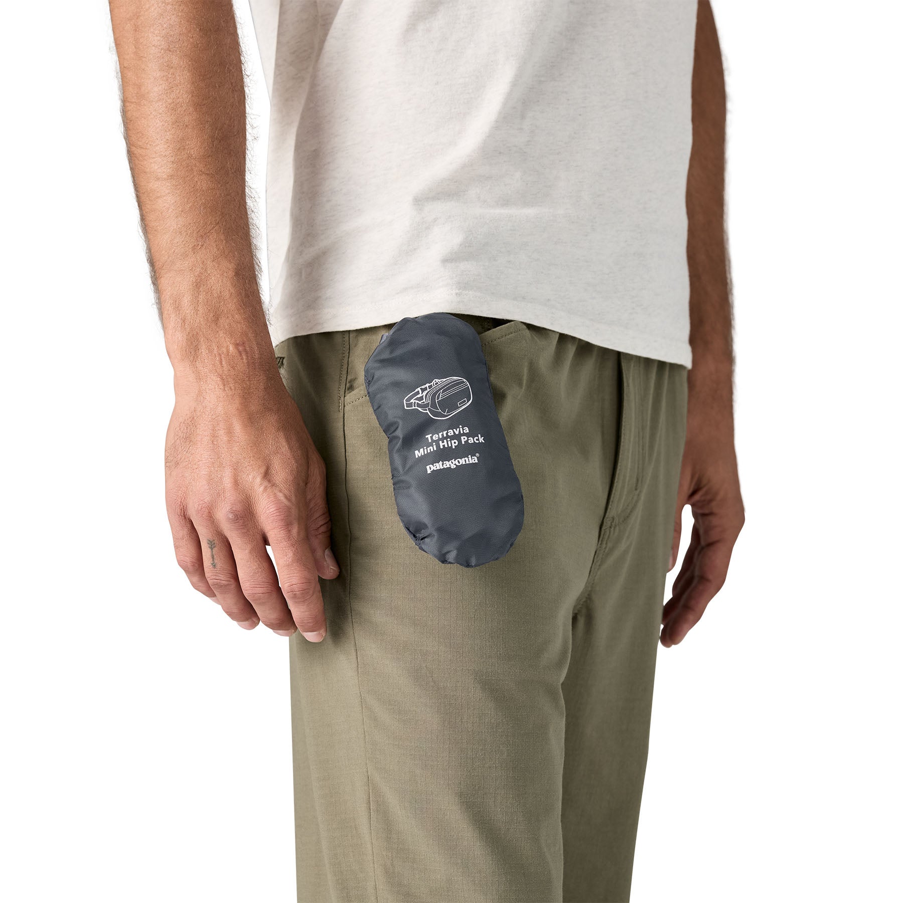 Patagonia Terravia Mini Hip Pack 1L in Smolder Blue — lifestyle 3