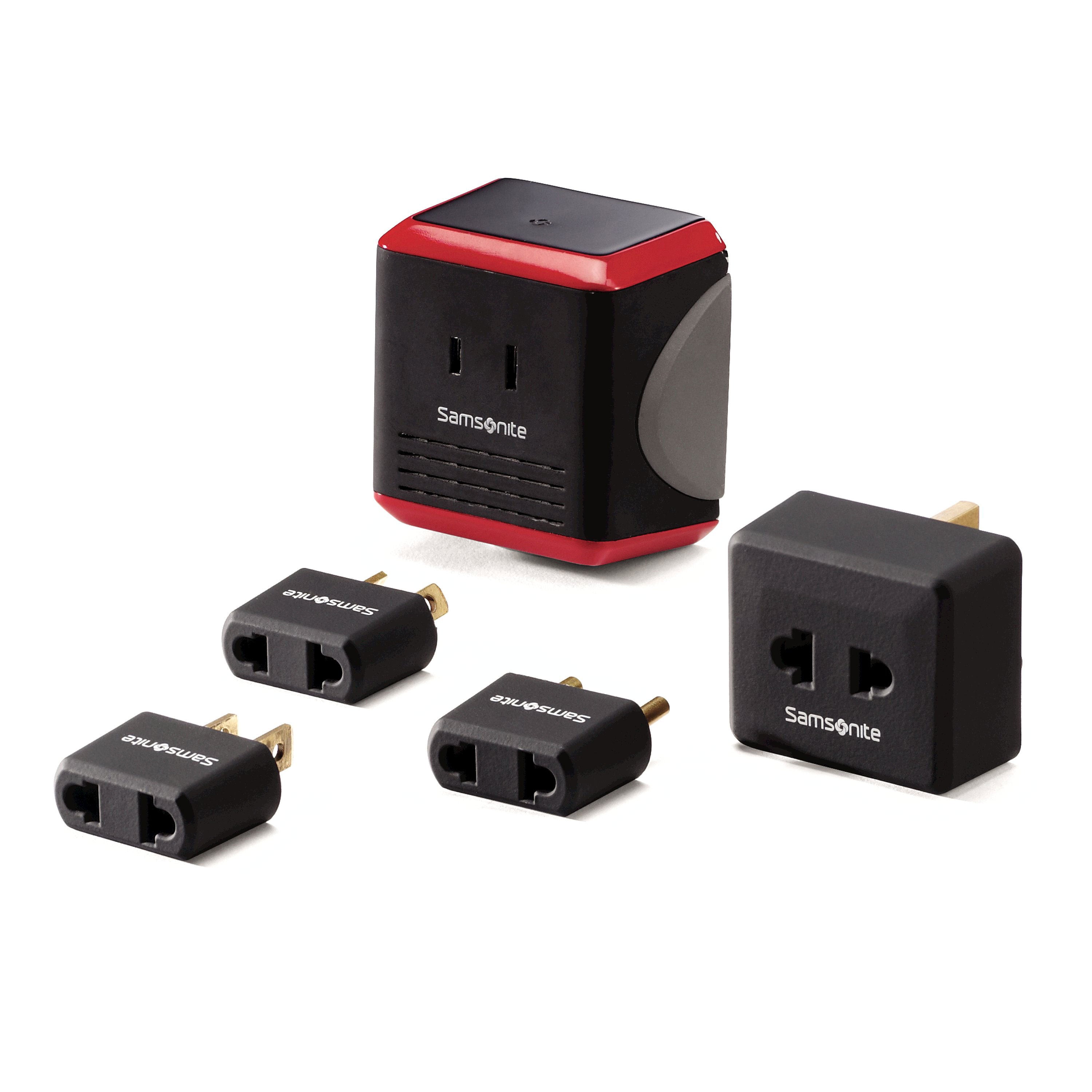 Samsonite Converter/Adapter Plug Kit with Pouch - Black/Red