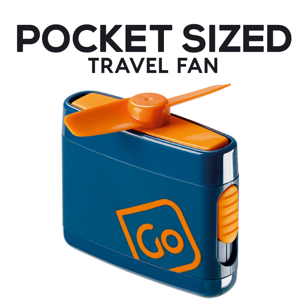 Go Travel Pocket Fan in Blue — front view