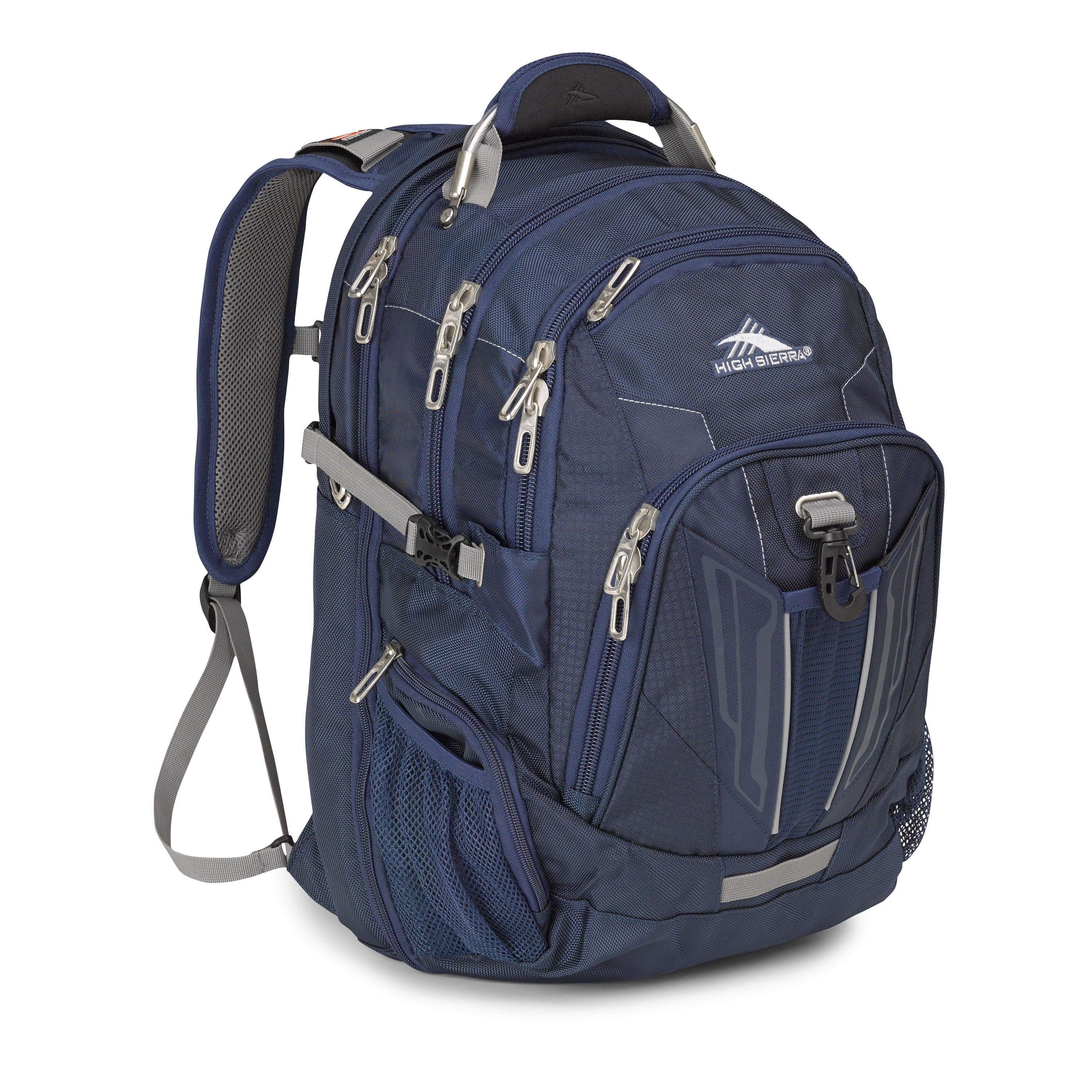 High Sierra XBT TSA Backpack in True Navy Charc — front view