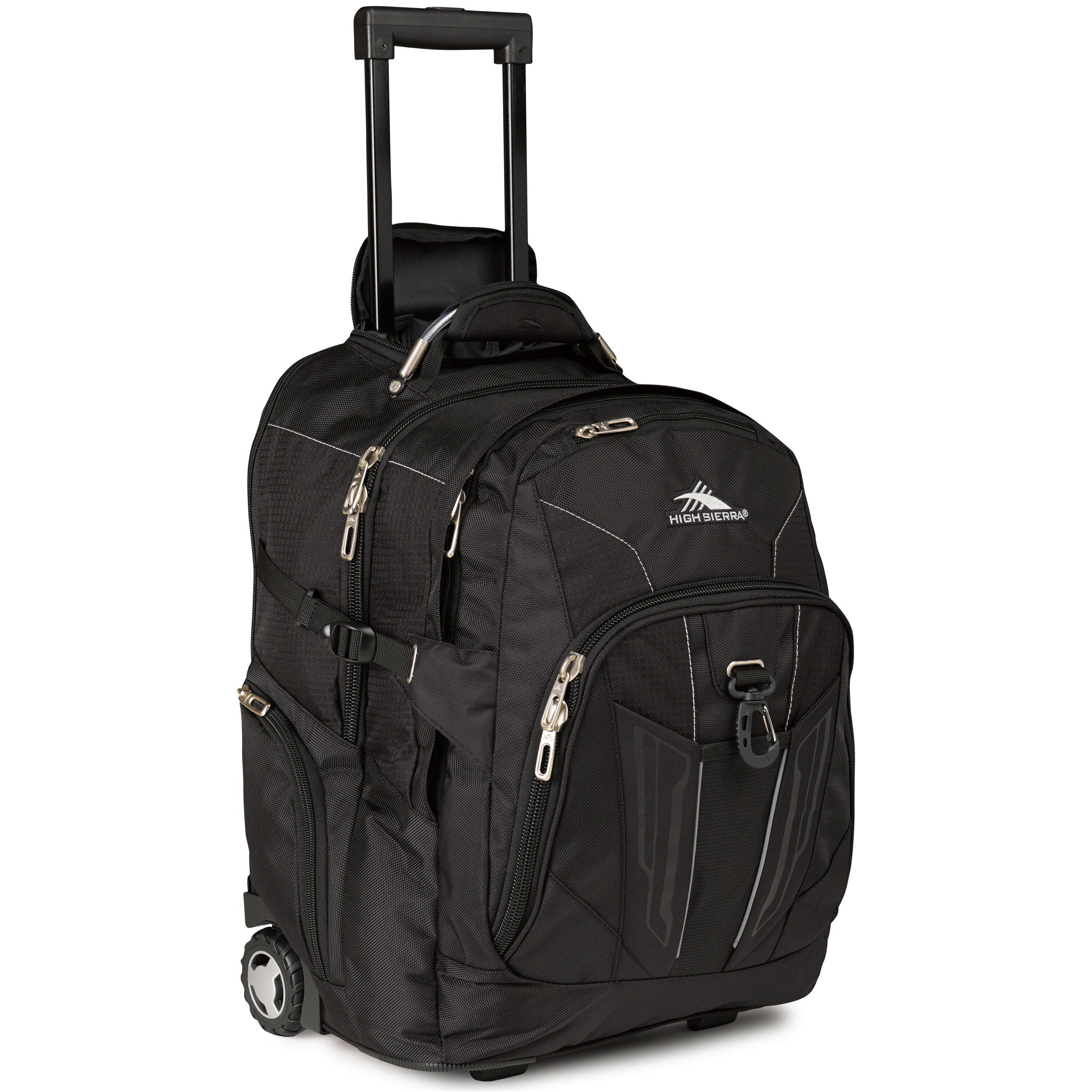 High Sierra XBT Wheeled Backpack in Black — front view