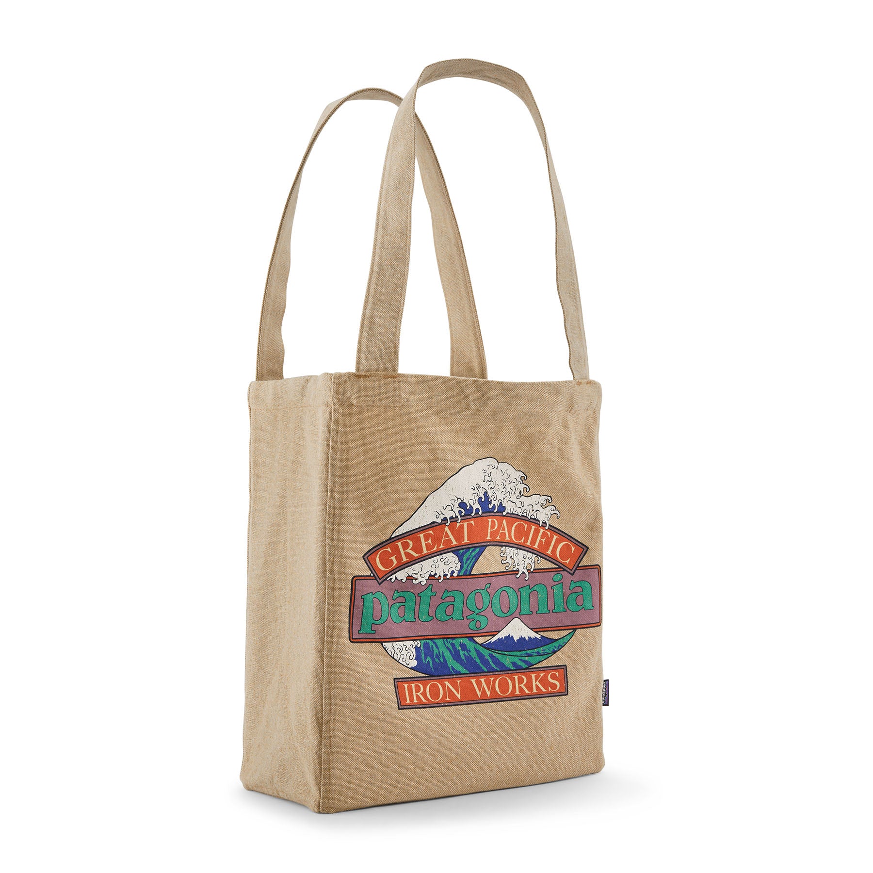 Patagonia Recycled Market Tote in Great Waves: Classic Tan — front view