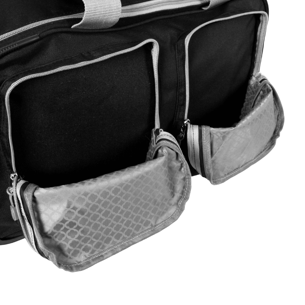 J World Duane Rolling Duffel Bag in Black — detail view # color_Black