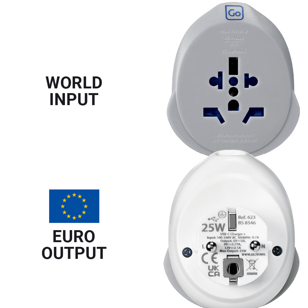 Go Travel World - EU USB-C Adaptor 25W — angle view 2