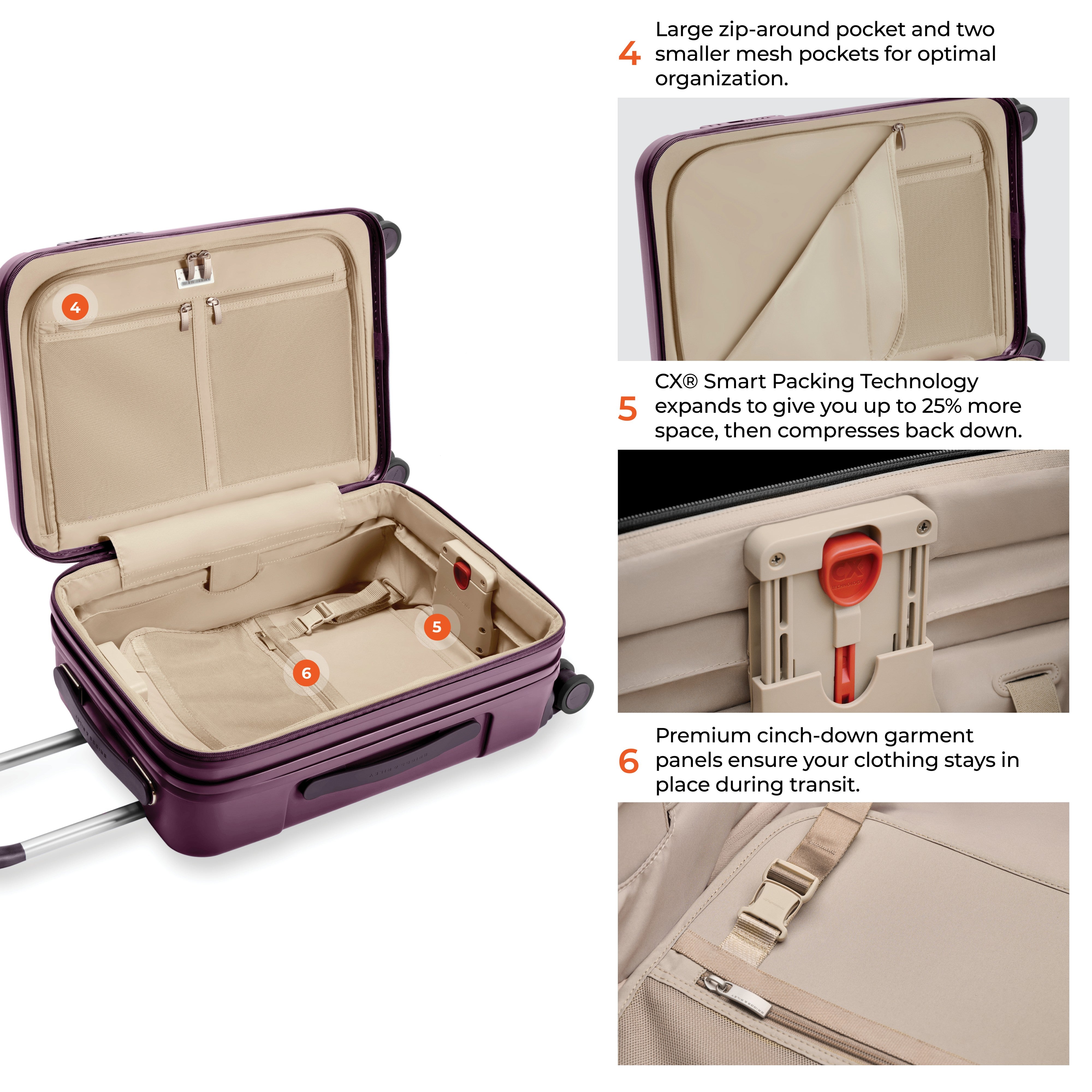 Briggs & Riley Sympatico Essential 22" Front Pocket Carry-On Expandable Spinner - Plum