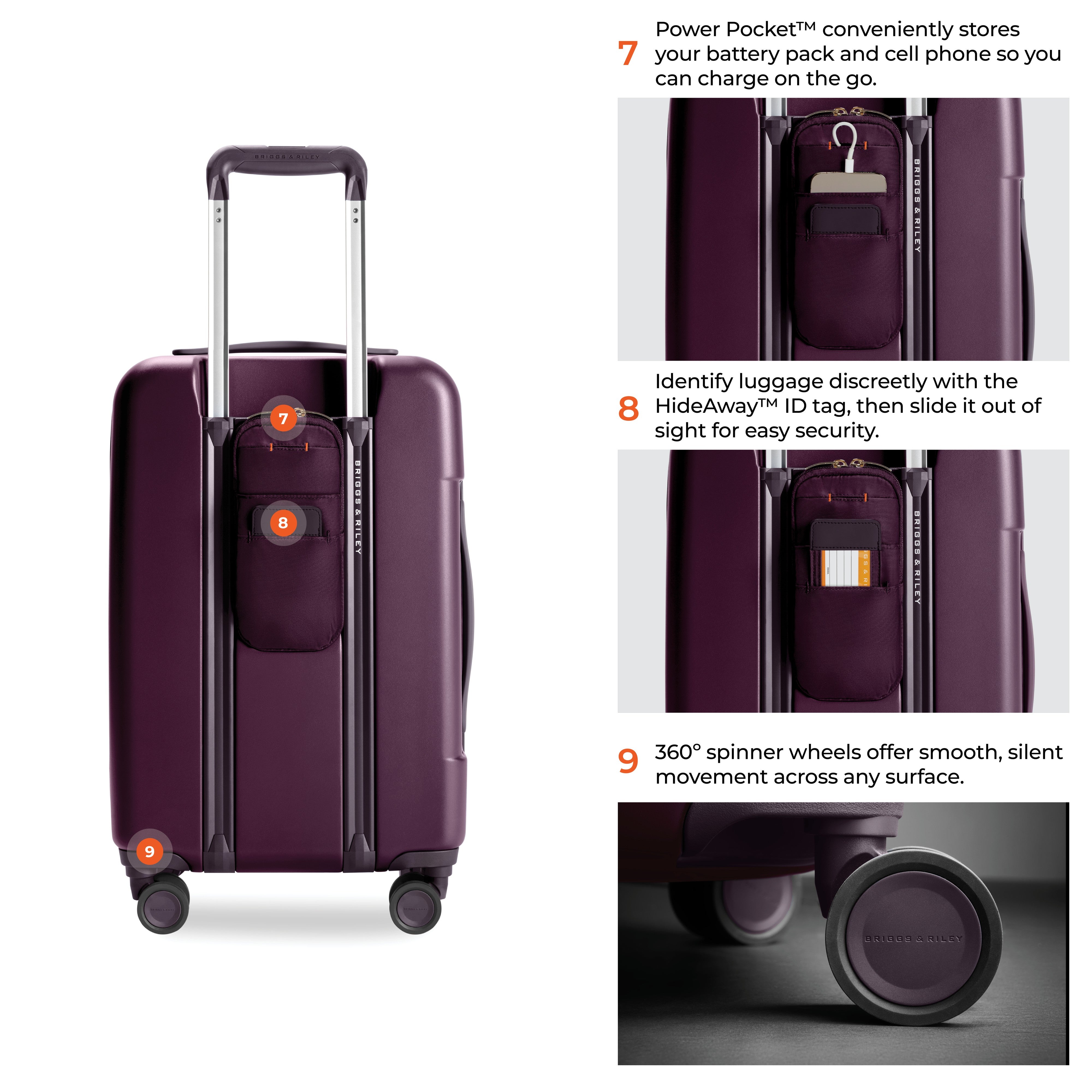 Briggs & Riley Sympatico Essential 22" Front Pocket Carry-On Expandable Spinner - Plum