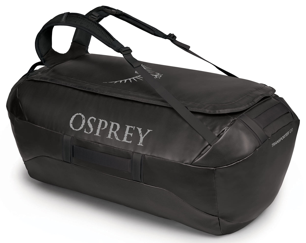 Osprey Transporter 120L Expedition Duffel Bag in Black — angle view # color_Black