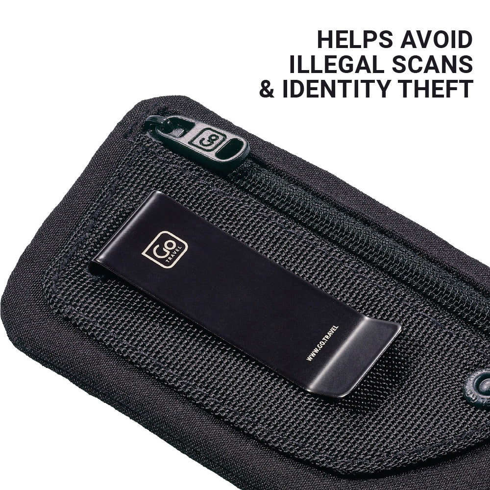 Go Travel Clip Pouch (RFID) in Black — front view