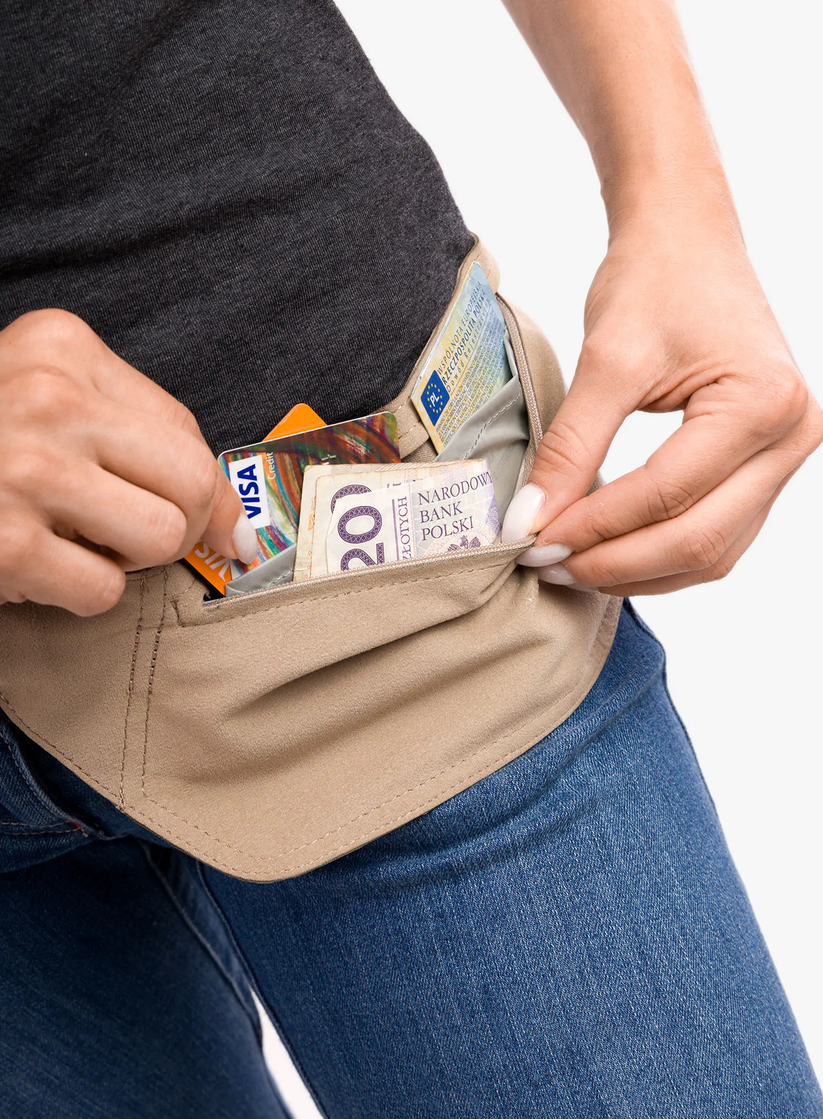 Osprey Stealth Wallet RFID protection in Desert Tan — lifestyle 2