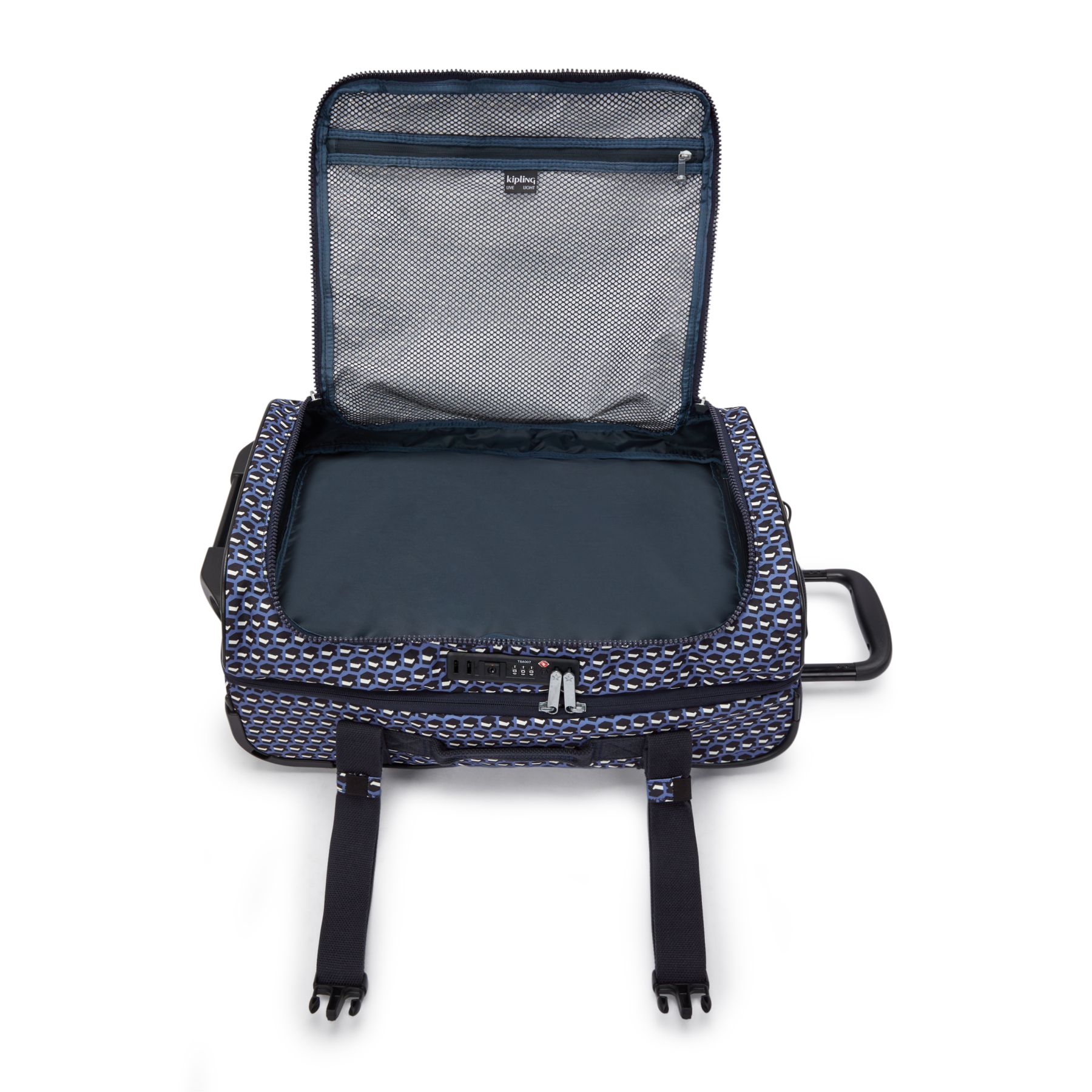 Kipling Aviana Small Rolling Carry-On Luggage in 3d K Blue — interior view # color_3d K Blue