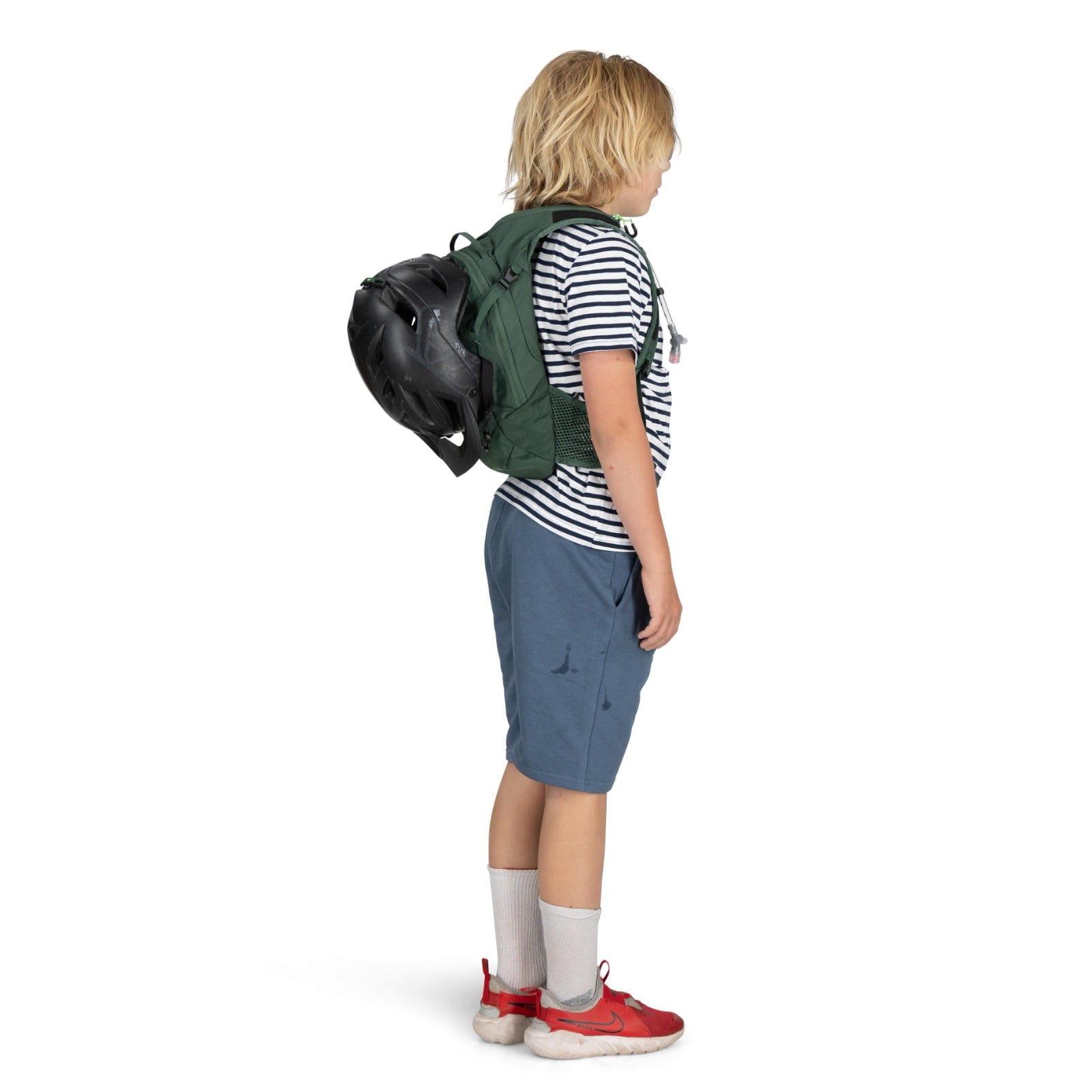 Osprey Raptor Jr Kids Bike Hydration Pack 5L in Tundra Green — lifestyle 5