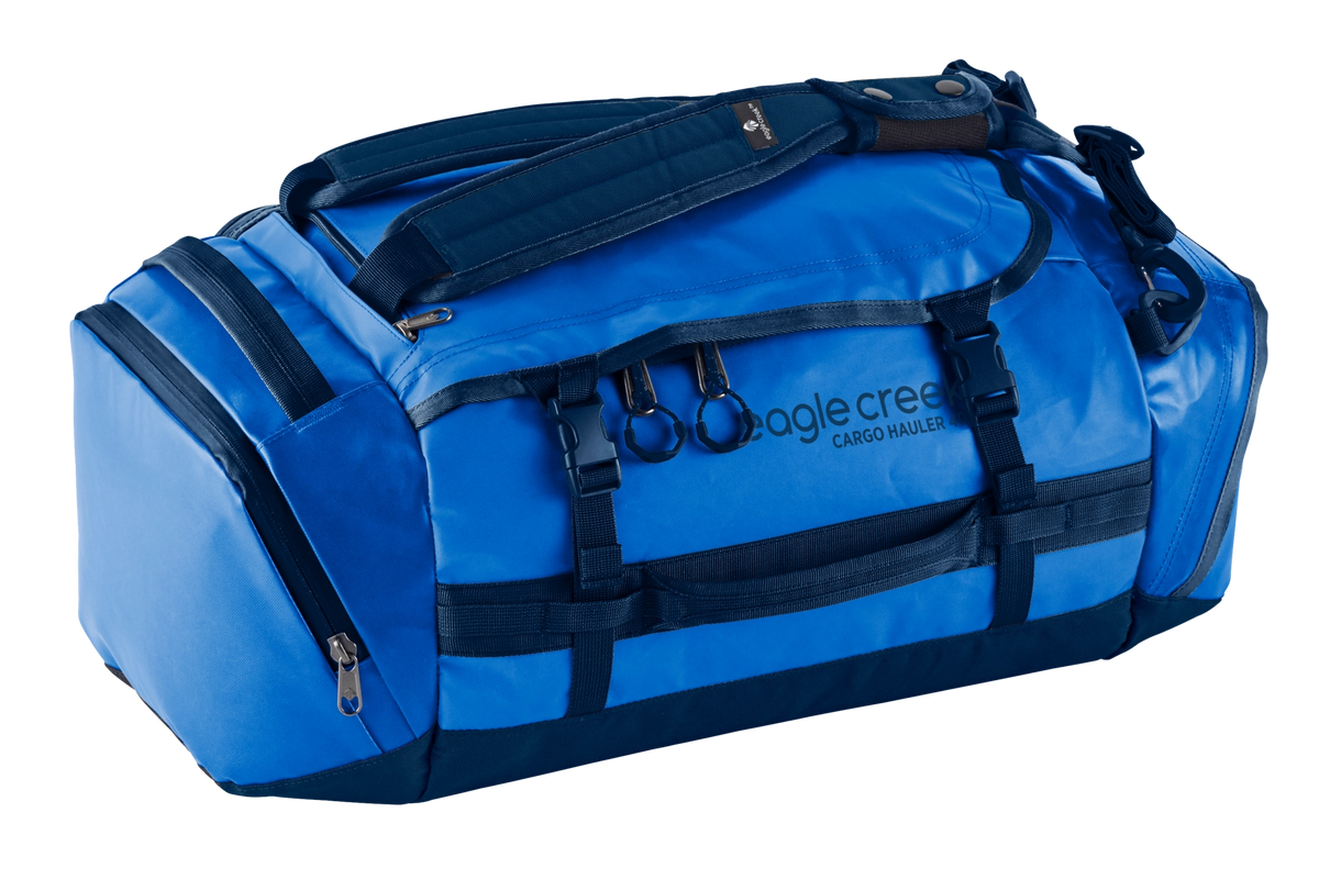 Eagle Creek Cargo Hauler Duffel 40L in Aizome Blue — angle view 3