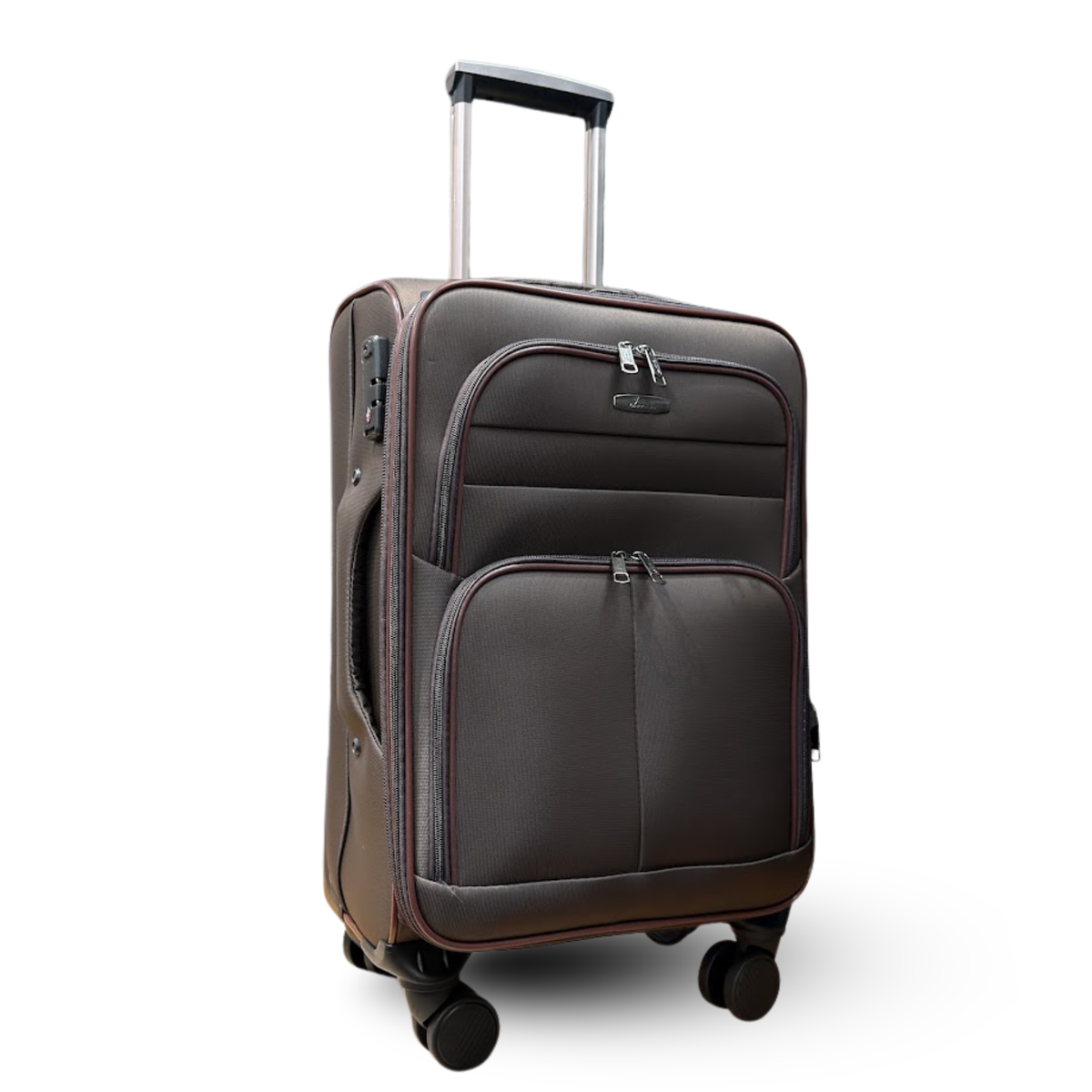Camel Mountain 9122 Softside Expandable Spinner Luggage in Brown — angle view 2