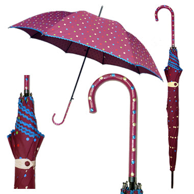 Vista 7033 Polka Dot Parade Umbrella in Plum — front view