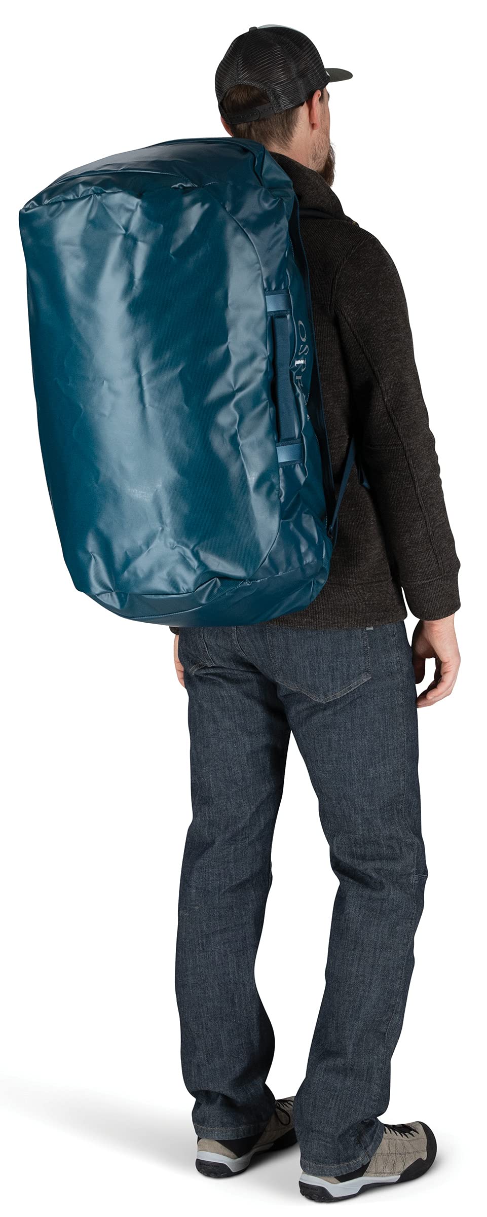Osprey Transporter 95L Expedition Duffel in Venturi Blue — lifestyle 2