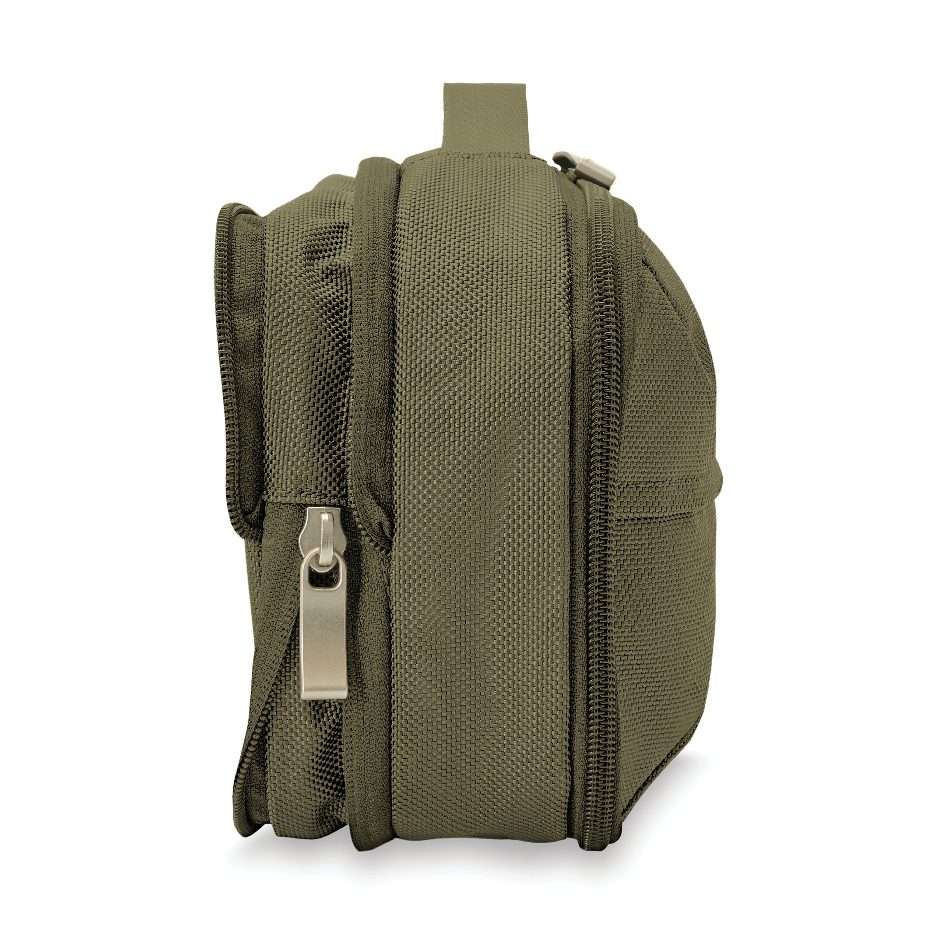 Briggs & Riley Baseline Expandable Essentials Kit in Olive — side view # color_Olive