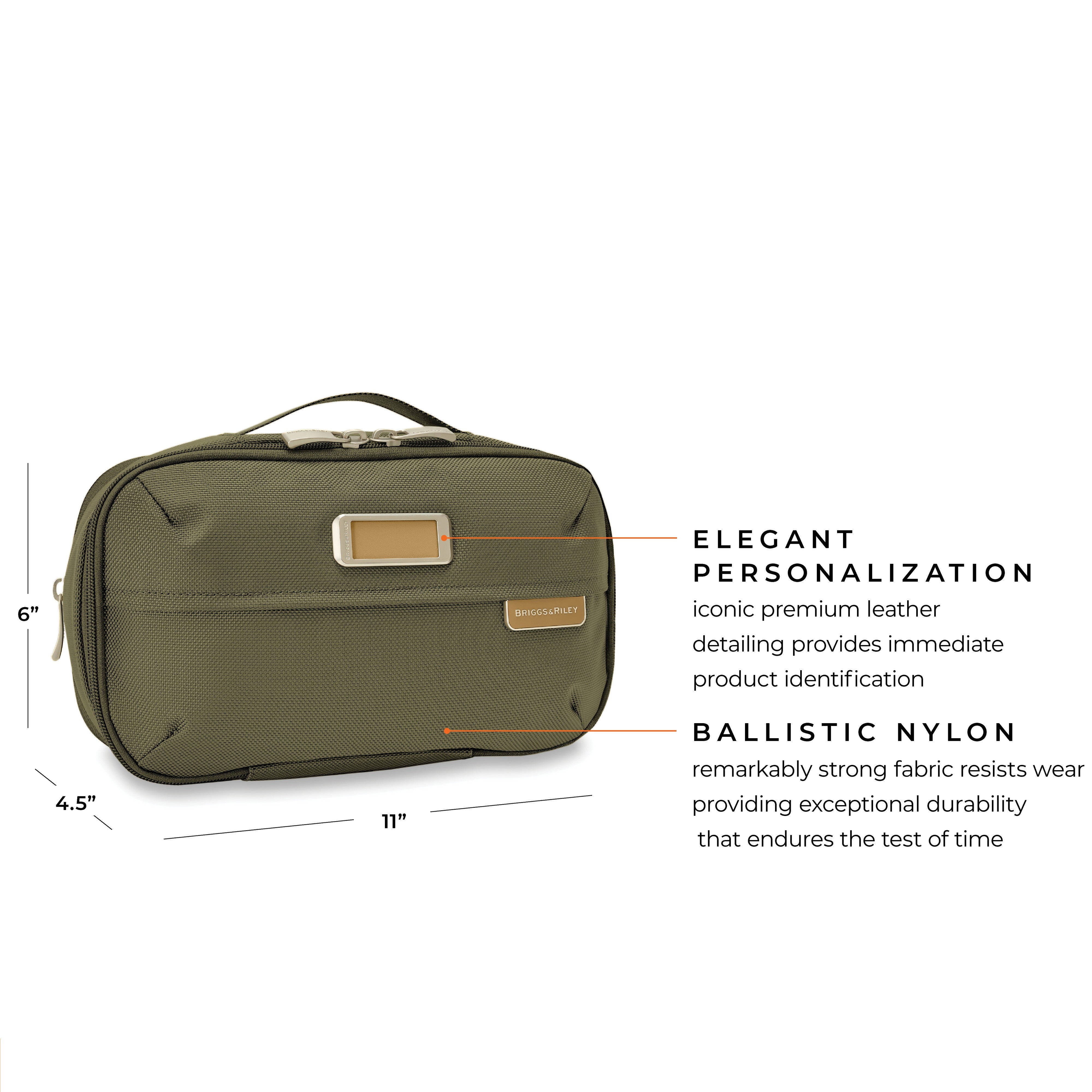 Briggs & Riley Baseline Expandable Essentials Kit in Olive — detail view # color_Olive