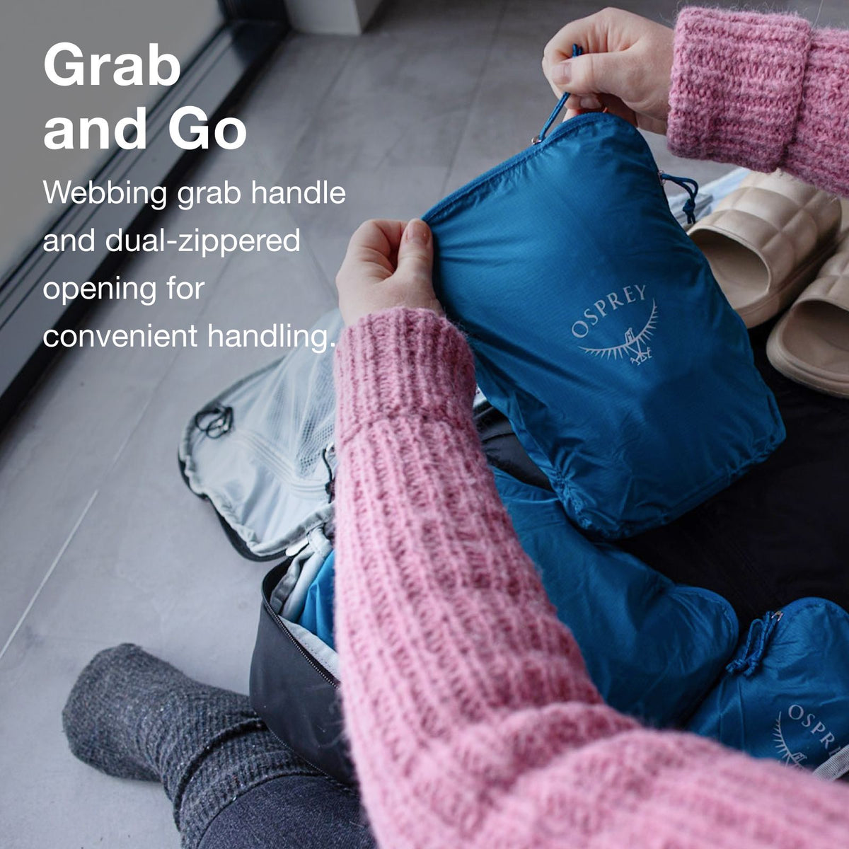 Osprey Ultralight Packing Cube Set in Waterfront Blue — detail view