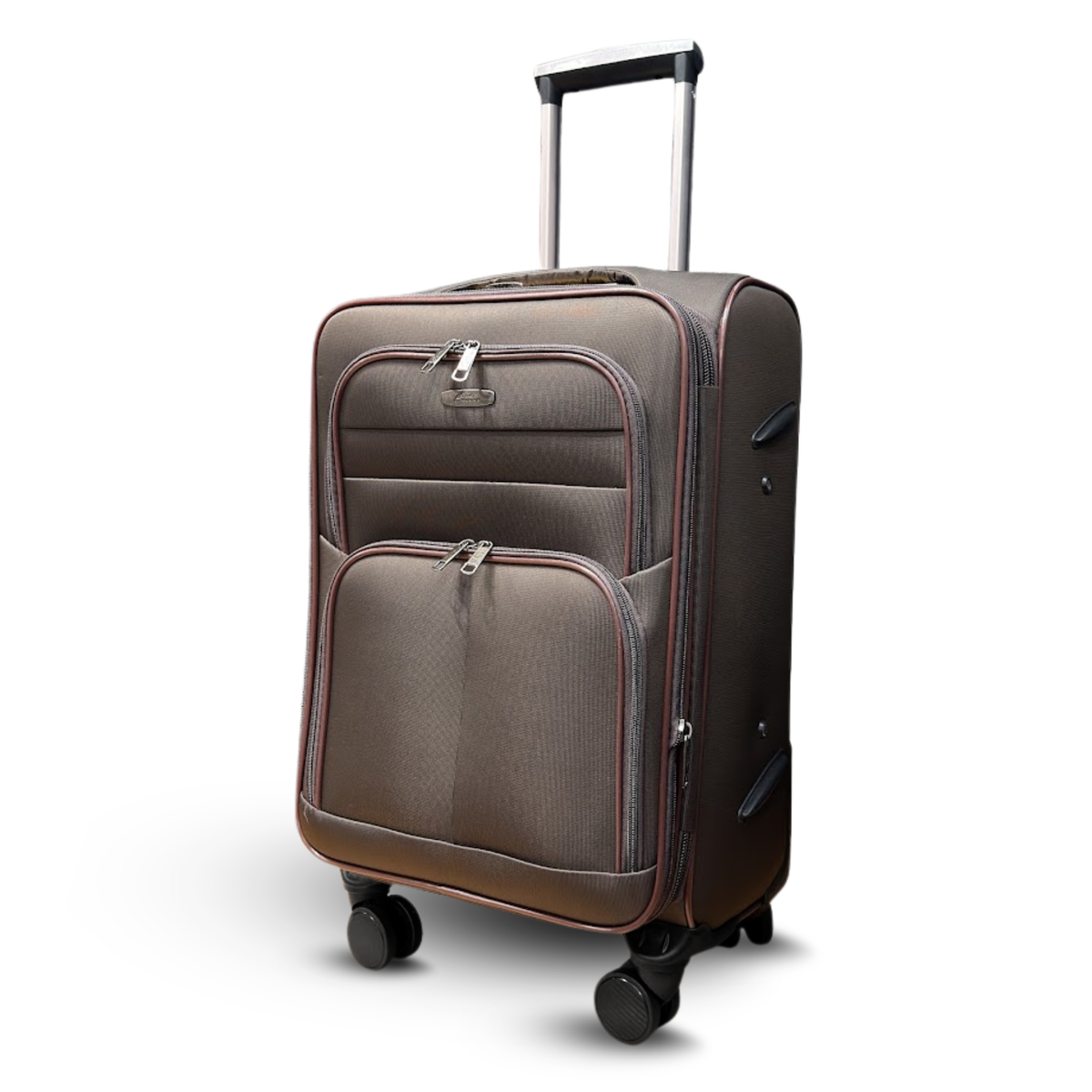 Camel Mountain 9122 Softside Expandable Spinner Luggage in Brown — angle view 3