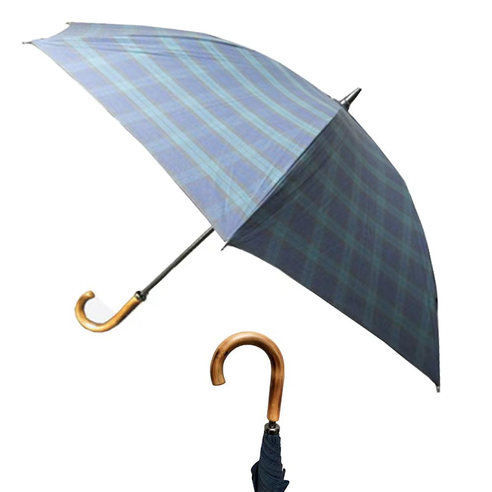 Vista 8019 Plaid Umbrella in Blue — front view # color_Blue