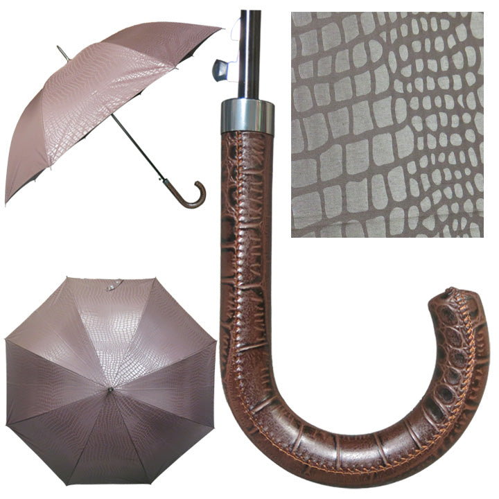 Vista 8020 Alligator Umbrella in Brown — front view # color_Brown