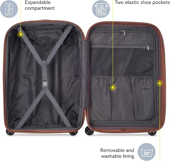 Delsey ST Tropez Medium Expandable Spinner in Pink — interior view