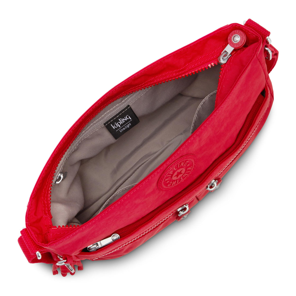 Kipling New Angie Crossbody Bag in Red Rouge — interior view