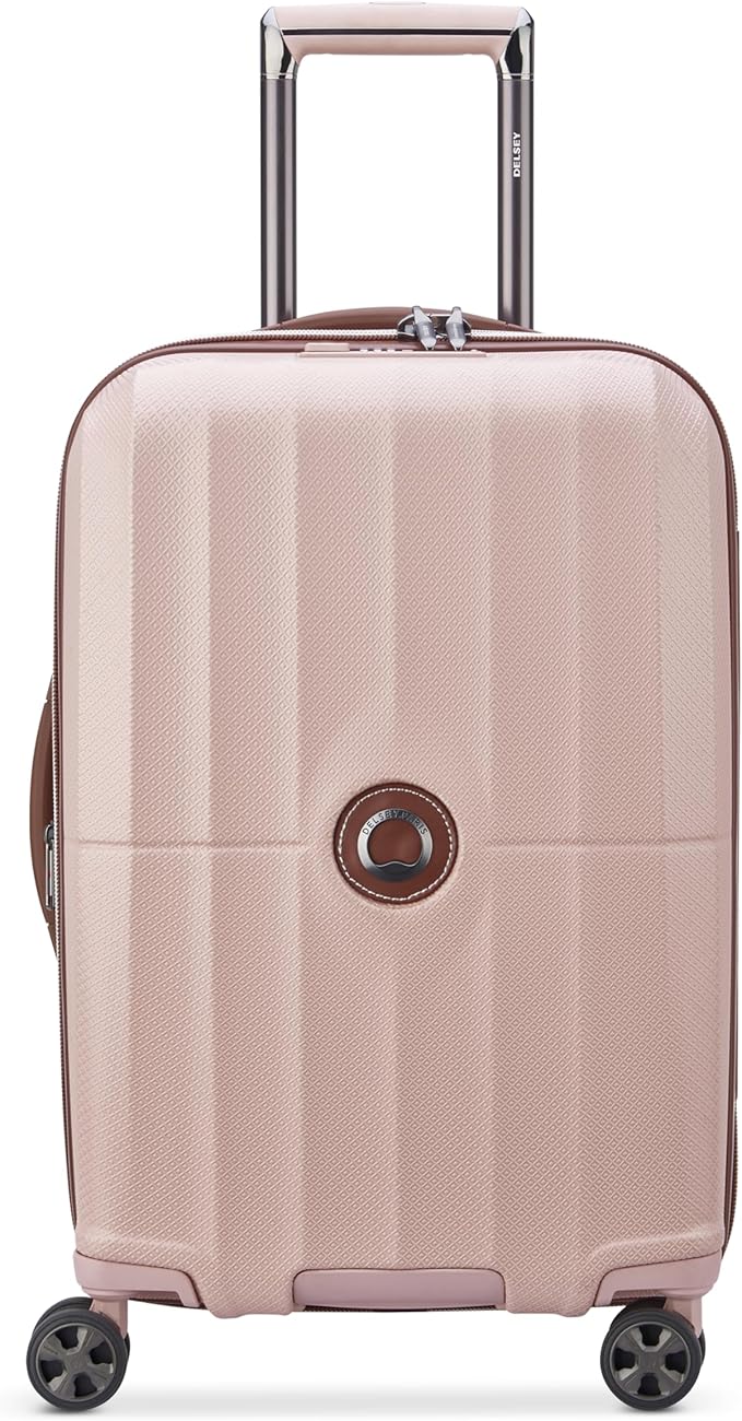 Delsey ST Tropez Medium Expandable Spinner in Pink — angle view 3