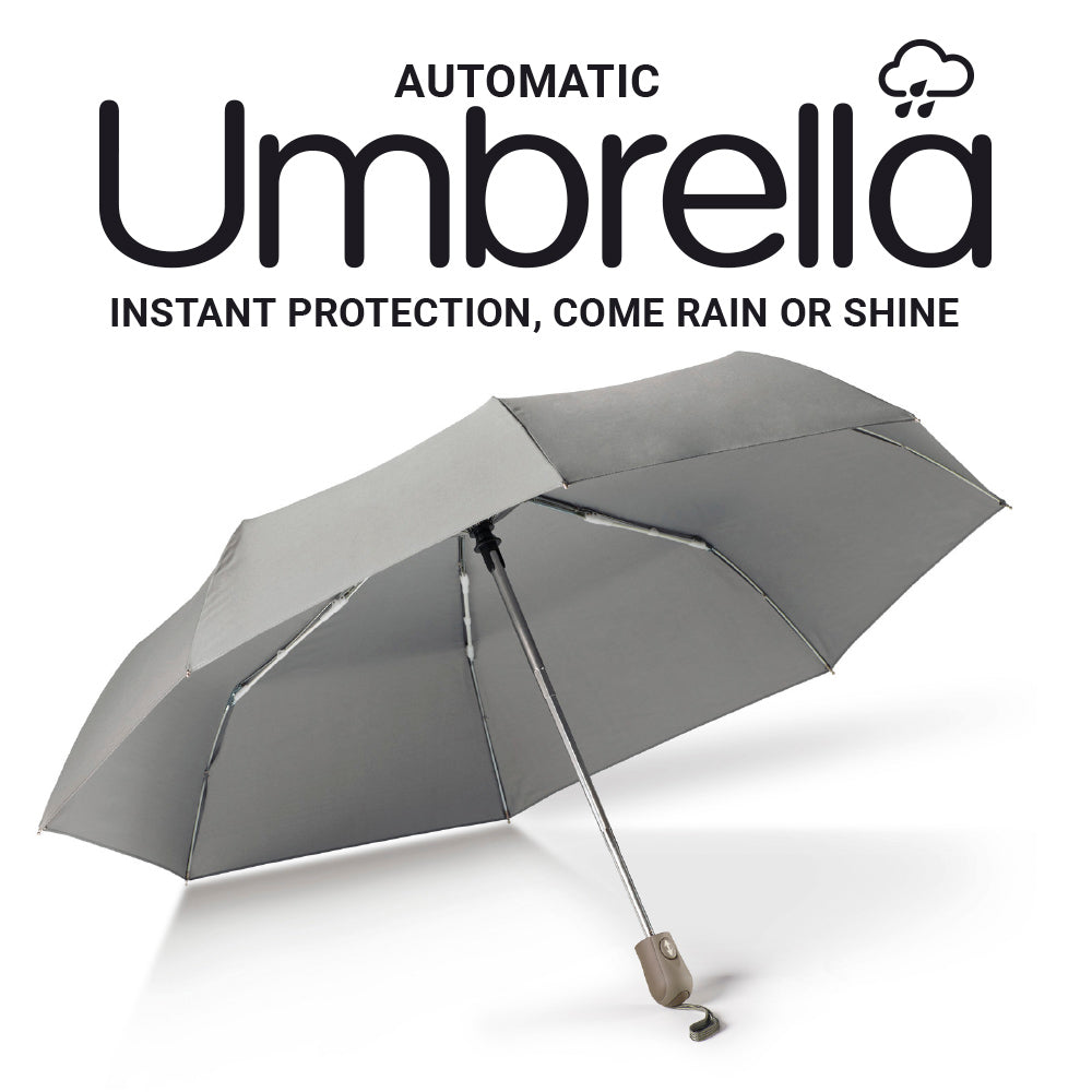 Go Travel Automatic Umbrella in Gun Metal — front view