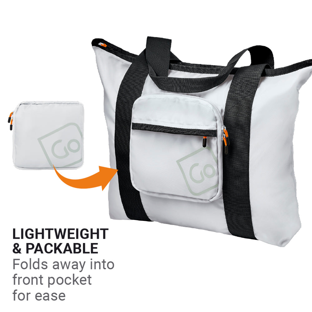 Go Travel Lightweight Foldaway Tote Bag in Grey — angle view 2