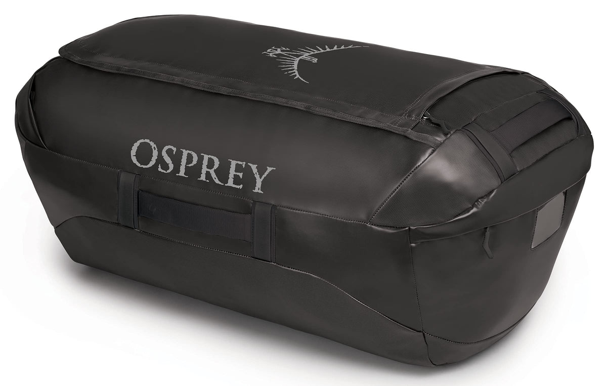 Osprey Transporter 120L Expedition Duffel Bag in Black — angle view without harness