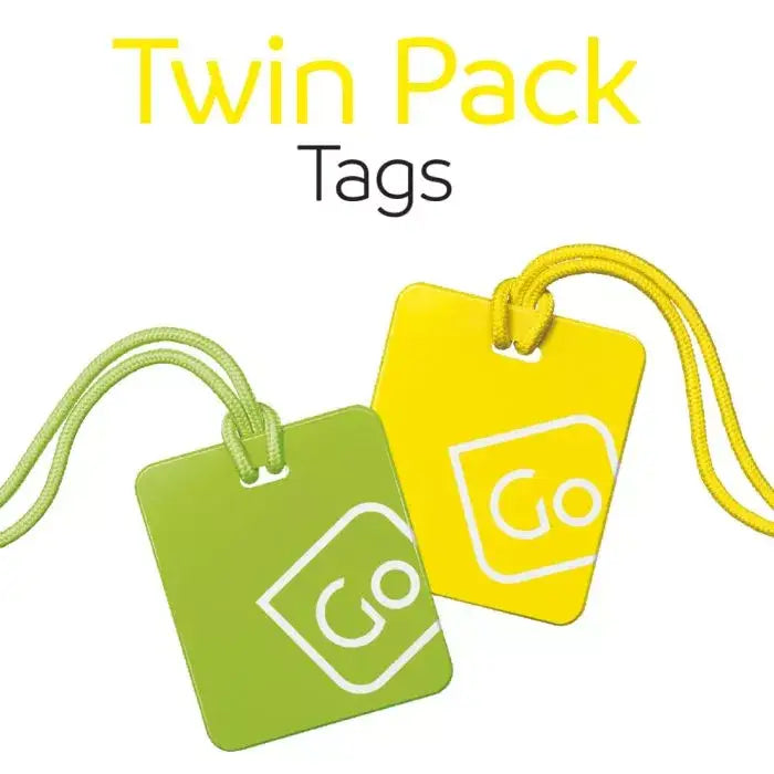 Go Travel Luggage Tags Twin Pack – yellow and green
