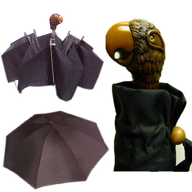 Vista 9006 Italian Parrot Handle Umbrella in Black — front view