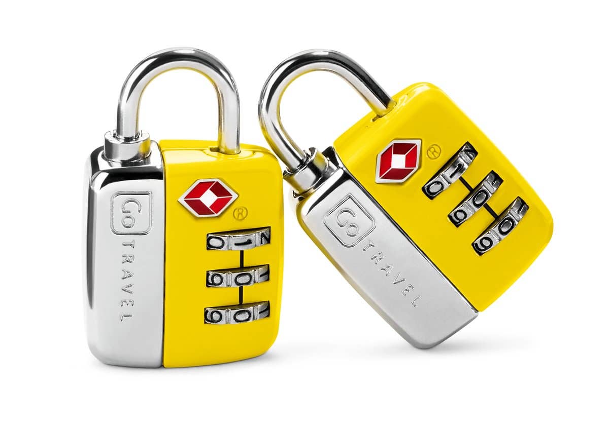 Go Travel Combi Twin TSA Padlocks (Set of 2) – yellow, front view