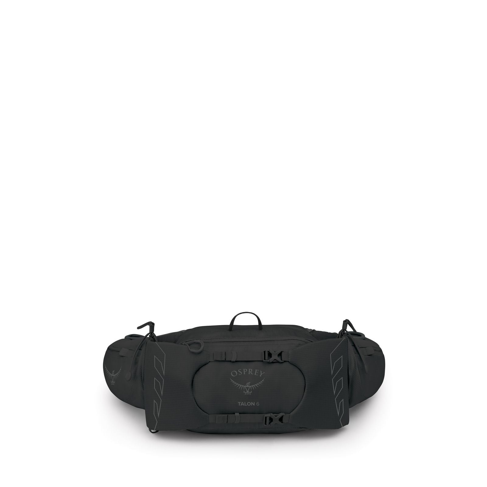 Osprey Talon 6 Extended Fit Lumbar Pack 6L in Black/Coal Grey — front view