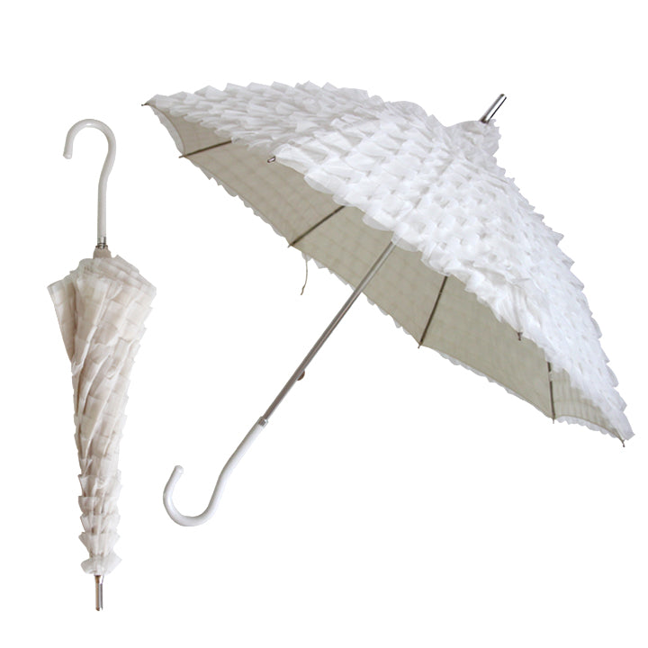 Vista 9903WH Pagoda Ruffle Umbrella in White — front view