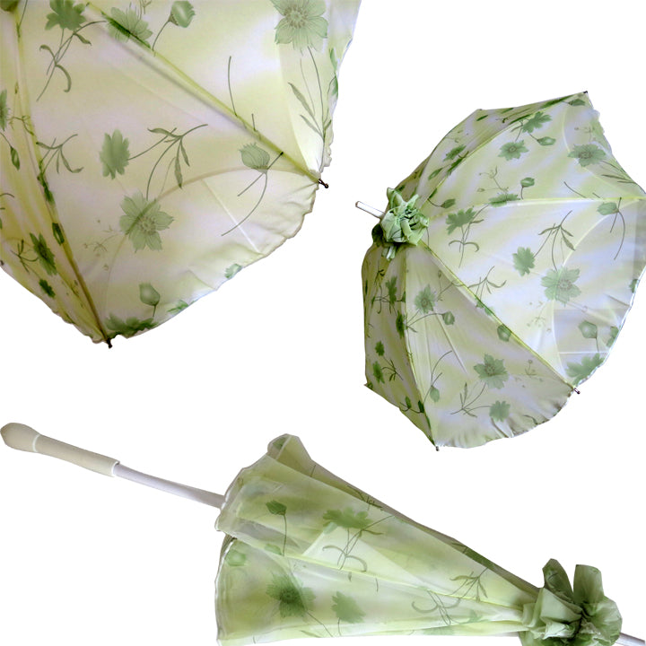 Vista 9913/9914/9915 Parasol Umbrella in Green Floral — front view # color_Green Floral