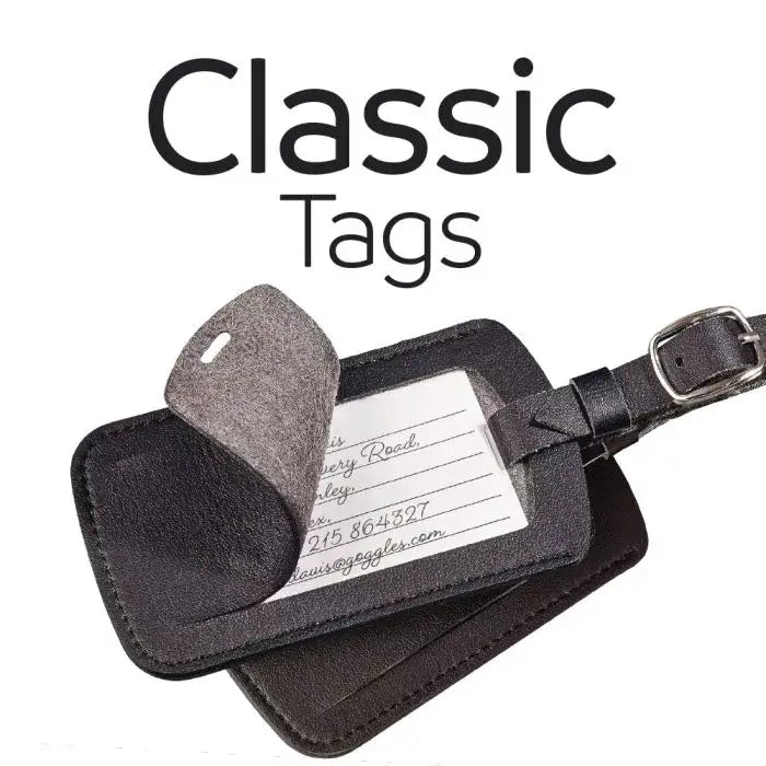 Go Travel Classic Tags Luggage Label (Set of 2) – black, front view